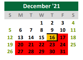 District School Academic Calendar for Rj Richey Elementary School for December 2021