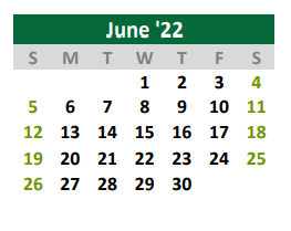 District School Academic Calendar for Burnet Elementary School for June 2022