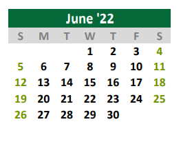 District School Academic Calendar for Quest for June 2022