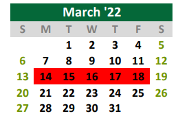 District School Academic Calendar for Burnet Elementary School for March 2022