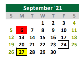 District School Academic Calendar for Burnet Elementary School for September 2021