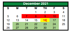 District School Academic Calendar for Caddo Mills Elementary for December 2021