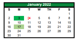 District School Academic Calendar for Caddo Mills Middle for January 2022