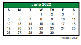 District School Academic Calendar for Caddo Mills High School for June 2022