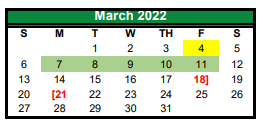 District School Academic Calendar for Caddo Mills Middle for March 2022