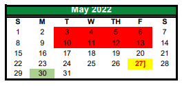 District School Academic Calendar for Caddo Mills High School for May 2022