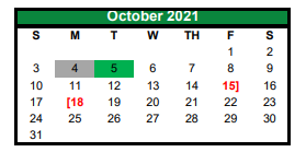 District School Academic Calendar for Caddo Mills Elementary for October 2021