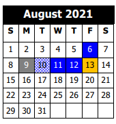 District School Academic Calendar for Gillis Elementary School for August 2021
