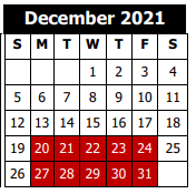 District School Academic Calendar for Moss Bluff Elementary School for December 2021