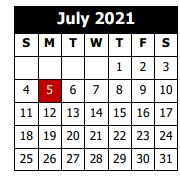 District School Academic Calendar for John F. Kennedy Elementary School for July 2021