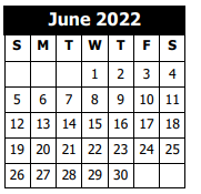 District School Academic Calendar for Lebleu Settlement Elementary School for June 2022