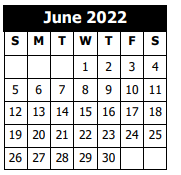 District School Academic Calendar for Gillis Elementary School for June 2022