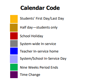 District School Academic Calendar Legend for Gillis Elementary School