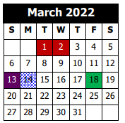 District School Academic Calendar for Gillis Elementary School for March 2022
