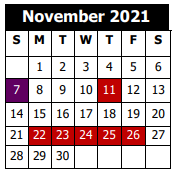 District School Academic Calendar for Western Heights Elementary School for November 2021