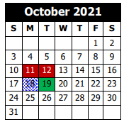 District School Academic Calendar for Calcasieu Career Center for October 2021