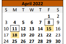 District School Academic Calendar for Caldwell Intermediate for April 2022