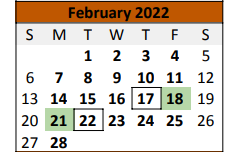 District School Academic Calendar for Burleson Co Instructional Discipli for February 2022