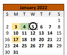 District School Academic Calendar for Caldwell Intermediate for January 2022