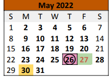 District School Academic Calendar for Caldwell Elementary for May 2022