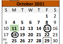 District School Academic Calendar for Caldwell Intermediate for October 2021