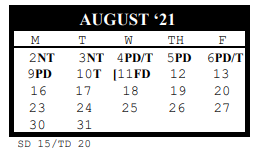 District School Academic Calendar for Calhoun H S for August 2021