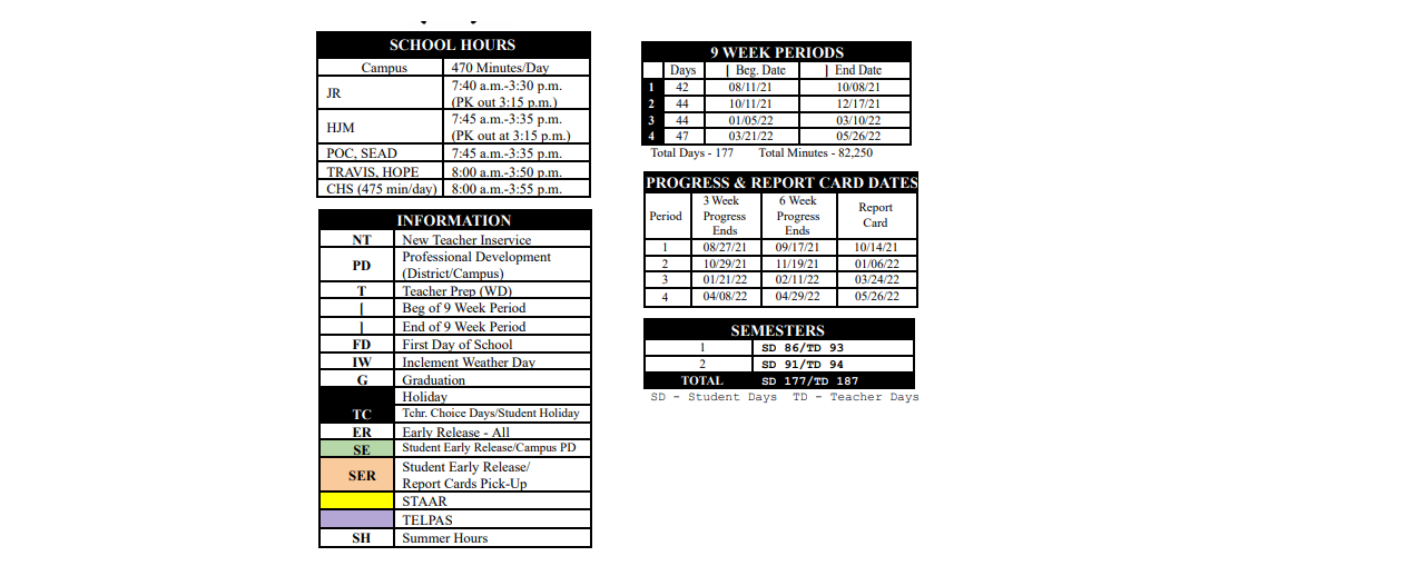 District School Academic Calendar Key for Hope H S