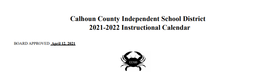 District School Academic Calendar for Calhoun H S