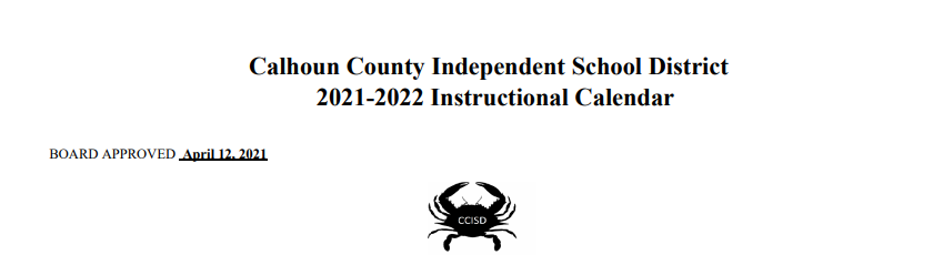 District School Academic Calendar for Port O Connor Elementary