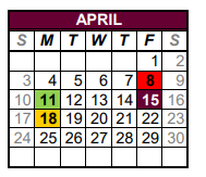 District School Academic Calendar for Callisburg High School for April 2022