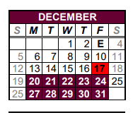 District School Academic Calendar for Callisburg High School for December 2021