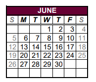 District School Academic Calendar for Callisburg High School for June 2022