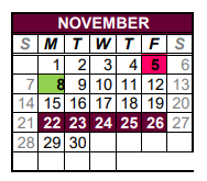 District School Academic Calendar for Callisburg Elementary for November 2021