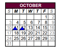 District School Academic Calendar for Callisburg High School for October 2021