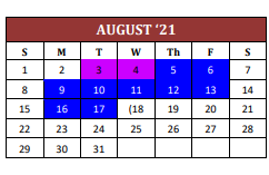 District School Academic Calendar for Ben Milam Elementary School for August 2021