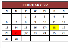 District School Academic Calendar for Cameron Yoe High School for February 2022