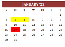 District School Academic Calendar for Cameron Yoe High School for January 2022