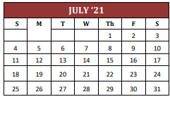 District School Academic Calendar for Cameron Junior High School for July 2021