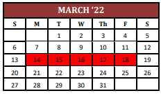 District School Academic Calendar for Ben Milam Elementary School for March 2022