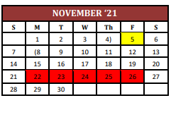 District School Academic Calendar for Cameron Junior High School for November 2021
