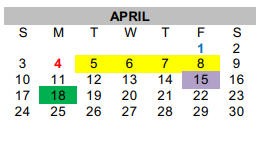 District School Academic Calendar for Canadian Middle for April 2022