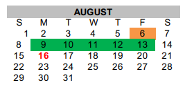 District School Academic Calendar for Baker Elementary for August 2021