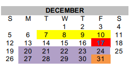 District School Academic Calendar for Canadian Middle for December 2021