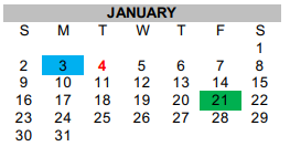 District School Academic Calendar for Canadian H S for January 2022