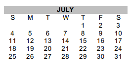 District School Academic Calendar for Baker Elementary for July 2021