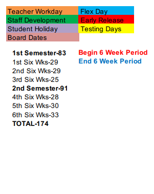 District School Academic Calendar Legend for Canadian Middle