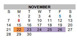 District School Academic Calendar for Baker Elementary for November 2021