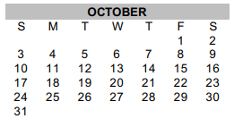 District School Academic Calendar for Canadian Middle for October 2021