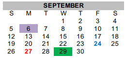 District School Academic Calendar for Canadian Middle for September 2021