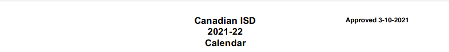 District School Academic Calendar for Canadian El